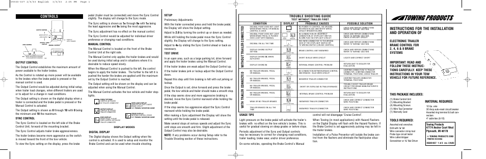 Draw-Tite 5500 ACTIVATOR II BRAKE CONTROL User Manual | 6 pages