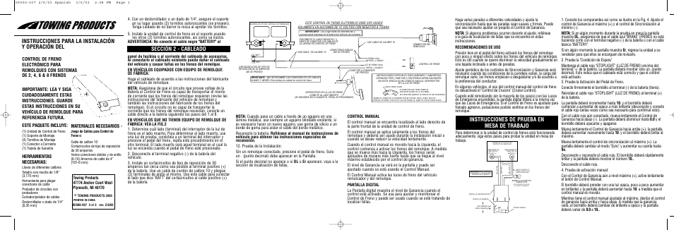Instrucciones para la instalación y operación del, Sección 2 - cableado, Instrucciones de prueba en mesa de trabajo | Herramientas necesarias, Materiales necesarios | Draw-Tite 5500 ACTIVATOR II BRAKE CONTROL User Manual | Page 5 / 6