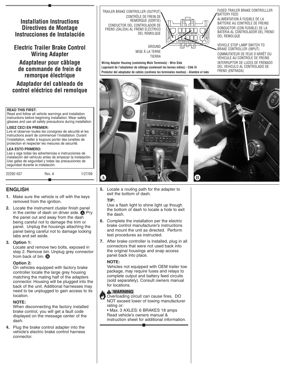Draw-Tite 22292 PROPORTIONAL WIRING ADAPTER User Manual | 2 pages
