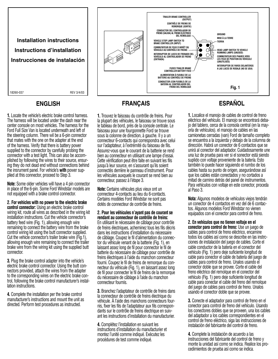 Draw-Tite 20260 WIRING ADAPTER User Manual | 1 page