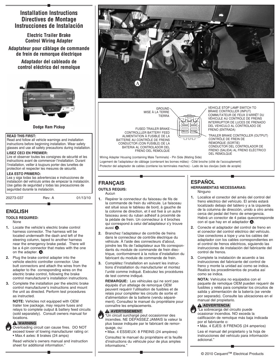 Draw-Tite 20273 WIRING ADAPTER User Manual | 1 page