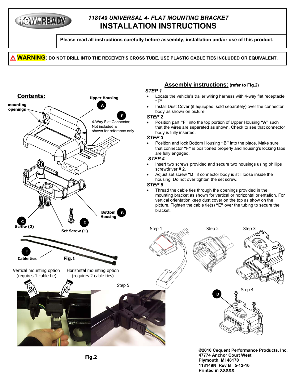 Draw-Tite 118149 MOUNTING BRACKET User Manual | 3 pages