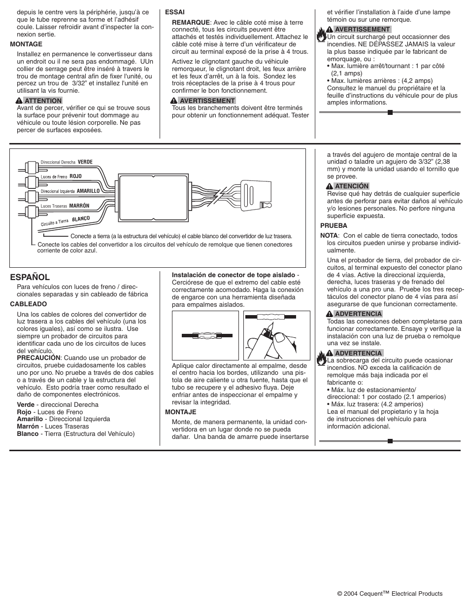 Español | Draw-Tite 20251 4-FLAT WIRING KIT User Manual | Page 2 / 2