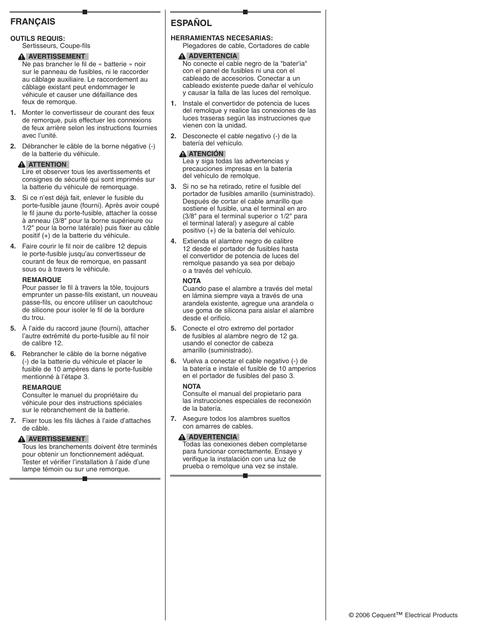 Español, Français | Draw-Tite 118151 MODULITE WIRING KIT User Manual | Page 2 / 2