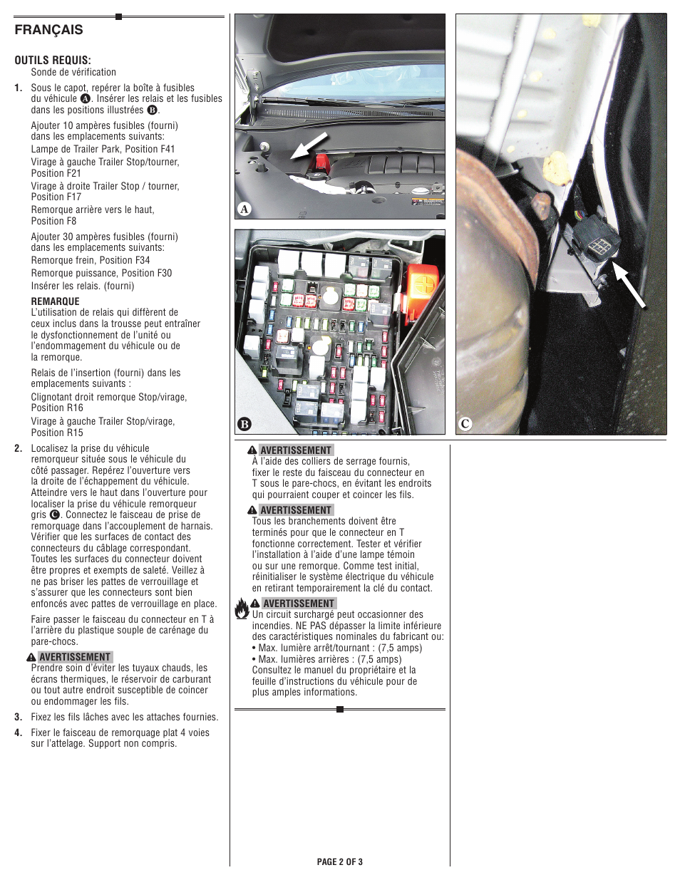 Ef d, Français | Draw-Tite 118270 OEM WIRING HARNESS User Manual | Page 2 / 3