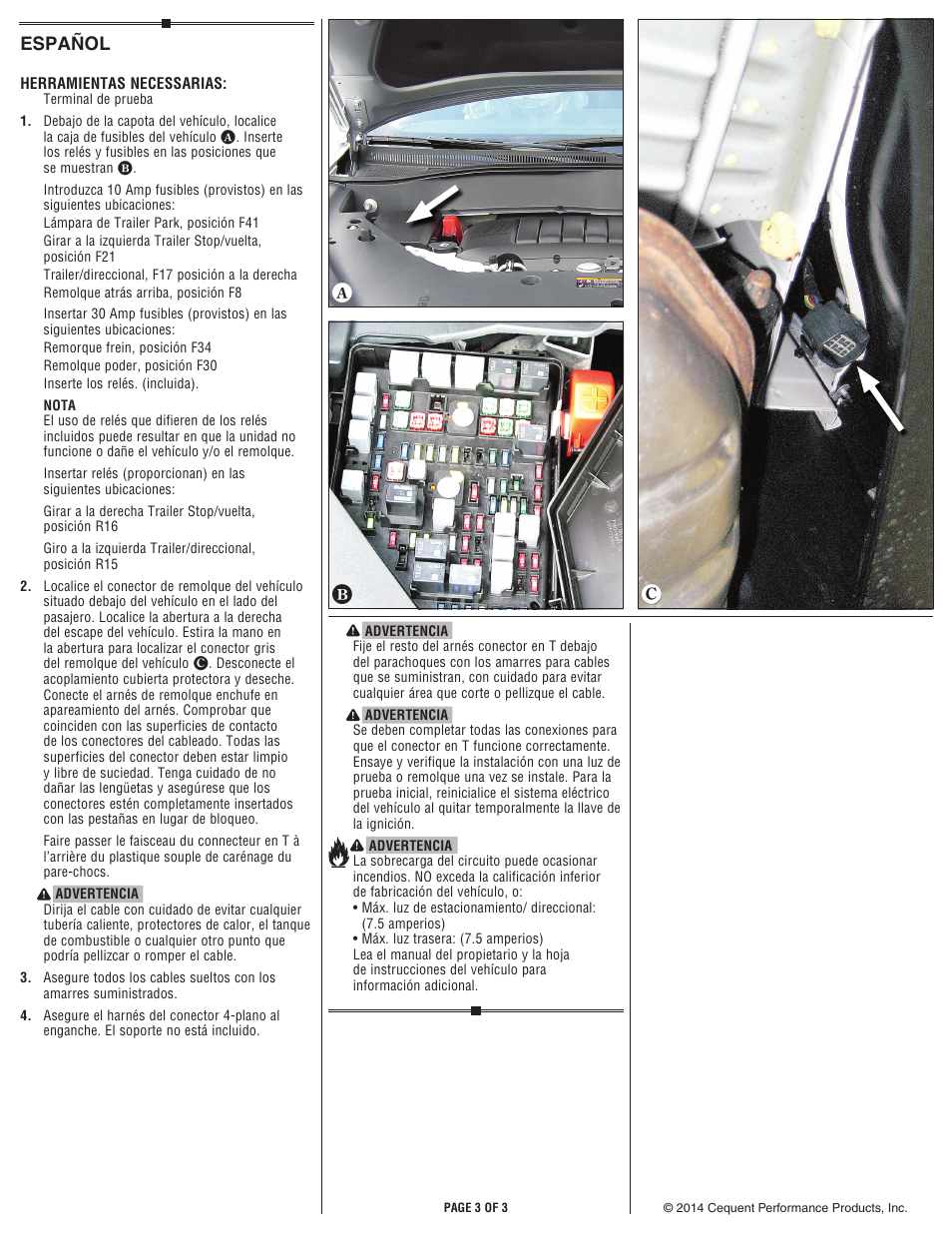 Ef d, Español | Draw-Tite 118270 OEM WIRING HARNESS User Manual | Page 3 / 3