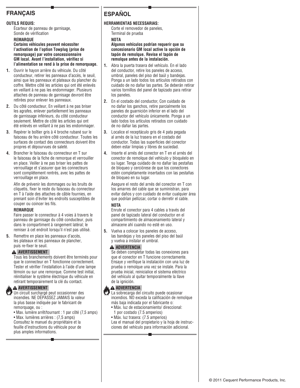Français, Español | Draw-Tite 118264 OEM WIRING HARNESS User Manual | Page 2 / 2