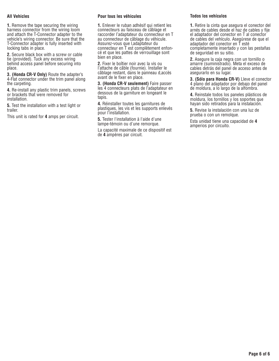 Draw-Tite 118336 T-ONE CONNECTOR User Manual | Page 6 / 6
