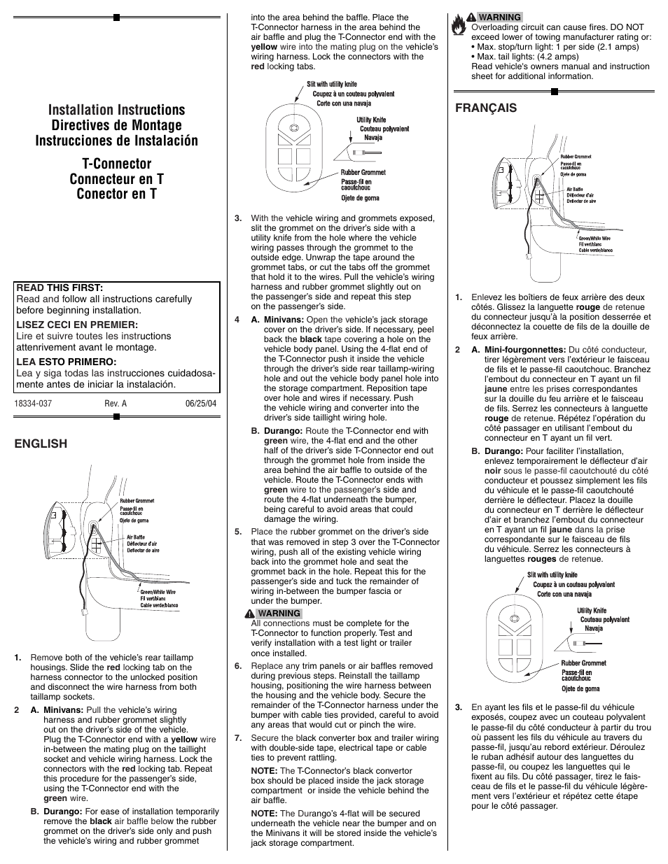Draw-Tite 118334 T-ONE CONNECTOR User Manual | 2 pages