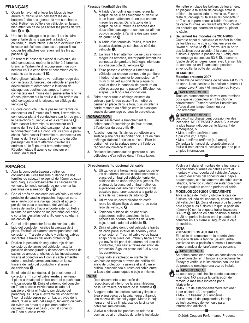 Español, Français | Draw-Tite 118303 T-ONE CONNECTOR User Manual | Page 2 / 2