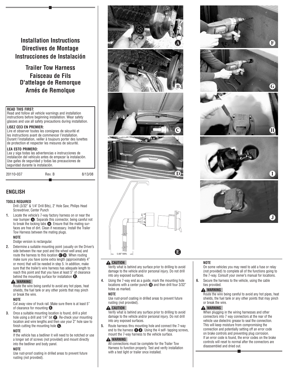 Draw-Tite 20110 FIFTH WHEEL HARNESS User Manual | 2 pages