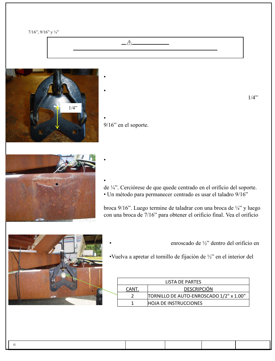 Instrucciones de instalación soporte de agarre | Draw-Tite 26102 DUAL CAM HP User Manual | Page 29 / 30