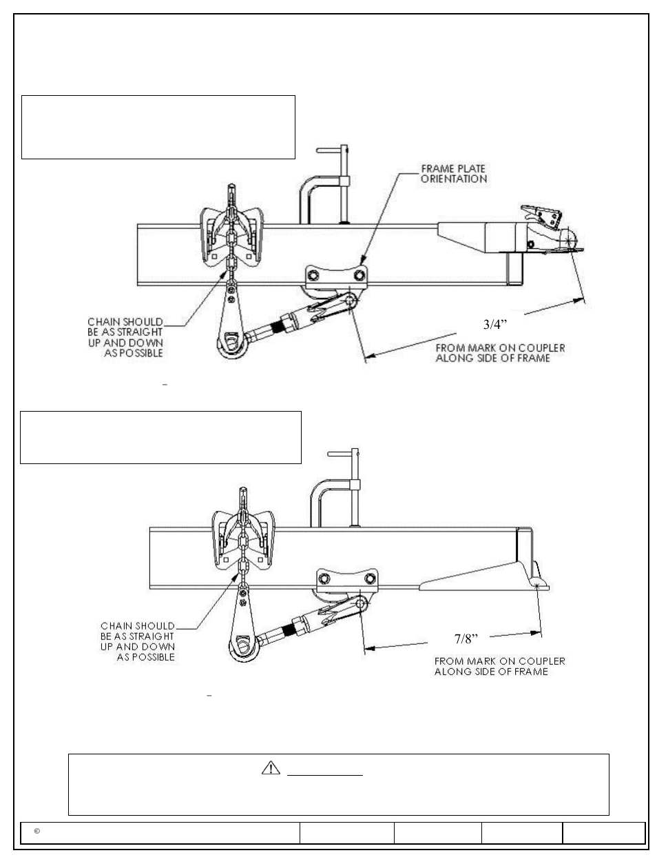 Round bar set up locations (standard coupler), Installation instructions, Caution | Reese dual cam hp high-performance sway control | Draw-Tite 26015 DUAL CAM HP User Manual | Page 4 / 25