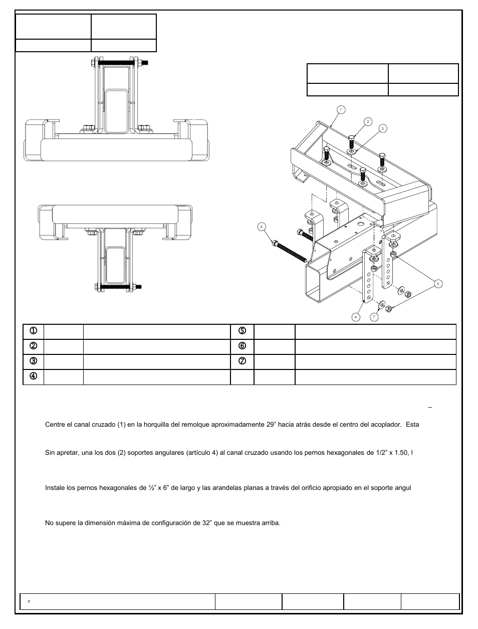 Instrucciones de instalación, Número de parte, Adaptador de horquilla tipo mástil | Draw-Tite 58393 WD CHAIN HANGERS User Manual | Page 3 / 3