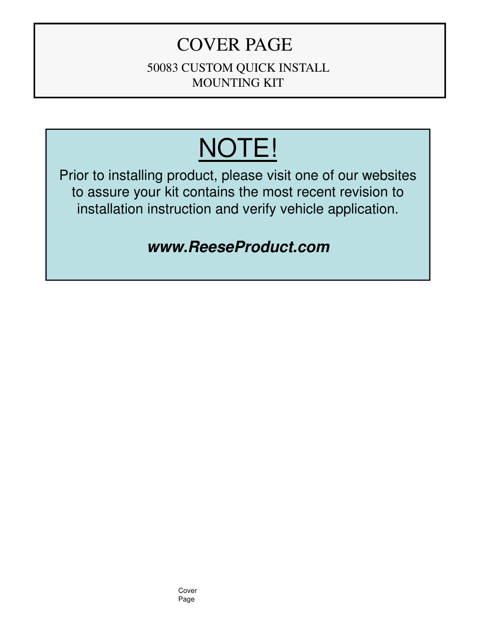 Draw-Tite 50083 CUSTOM QUICK INSTALL BRACKETS User Manual | 7 pages