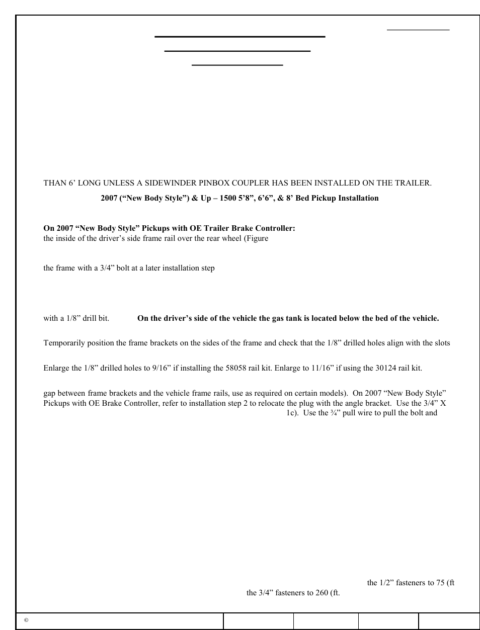 Installation, Instructions, Part numbers | Draw-Tite 50064 CUSTOM QUICK INSTALL BRACKETS User Manual | Page 2 / 33