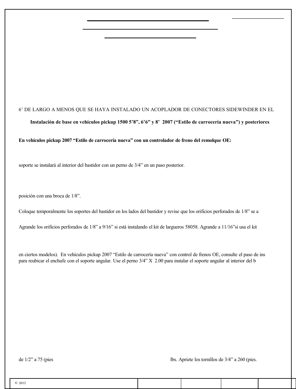 Instrucciones de instalación, Números de partes | Draw-Tite 50064 CUSTOM QUICK INSTALL BRACKETS User Manual | Page 24 / 33