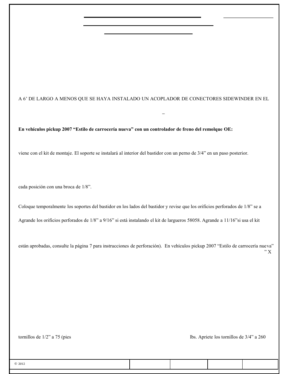 Instrucciones de instalación, Números de partes | Draw-Tite 50064 CUSTOM QUICK INSTALL BRACKETS User Manual | Page 26 / 33