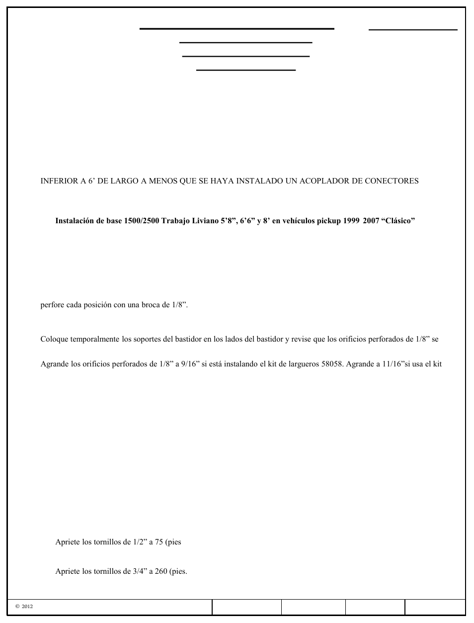 Instrucciones de instalación, Números de partes | Draw-Tite 50064 CUSTOM QUICK INSTALL BRACKETS User Manual | Page 28 / 33