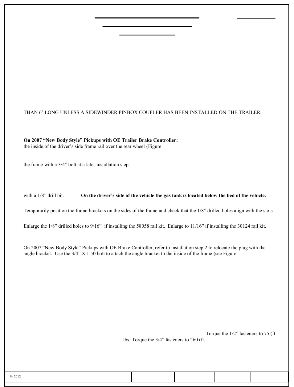 Installation, Instructions, Part numbers | Draw-Tite 50064 CUSTOM QUICK INSTALL BRACKETS User Manual | Page 4 / 33
