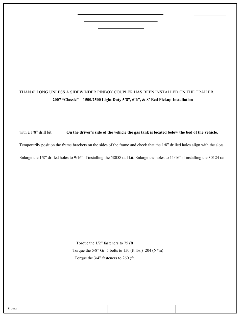 Installation, Instructions, Part numbers | Draw-Tite 50064 CUSTOM QUICK INSTALL BRACKETS User Manual | Page 6 / 33