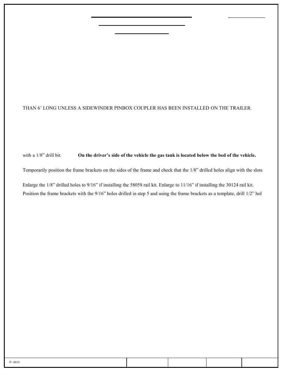 Installation, Instructions, Part numbers | Draw-Tite 50064 CUSTOM QUICK INSTALL BRACKETS User Manual | Page 8 / 33