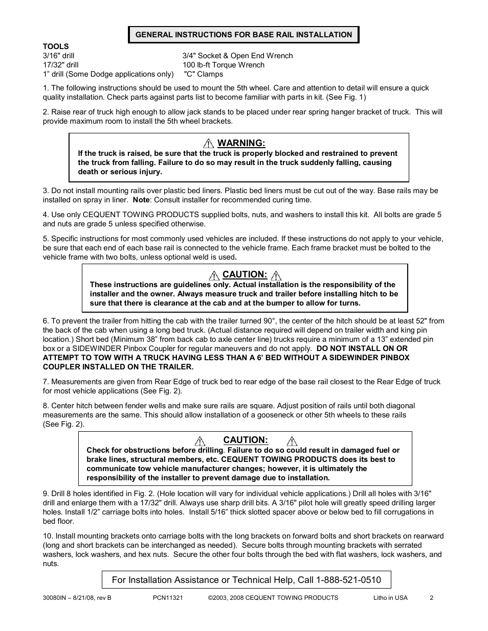 Draw-Tite 30080 FIFTH WHEEL RAILS User Manual | Page 2 / 5