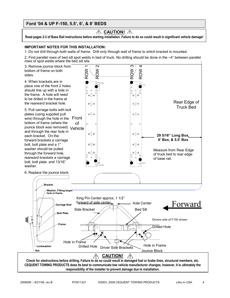 Forward | Draw-Tite 30080 FIFTH WHEEL RAILS User Manual | Page 4 / 5