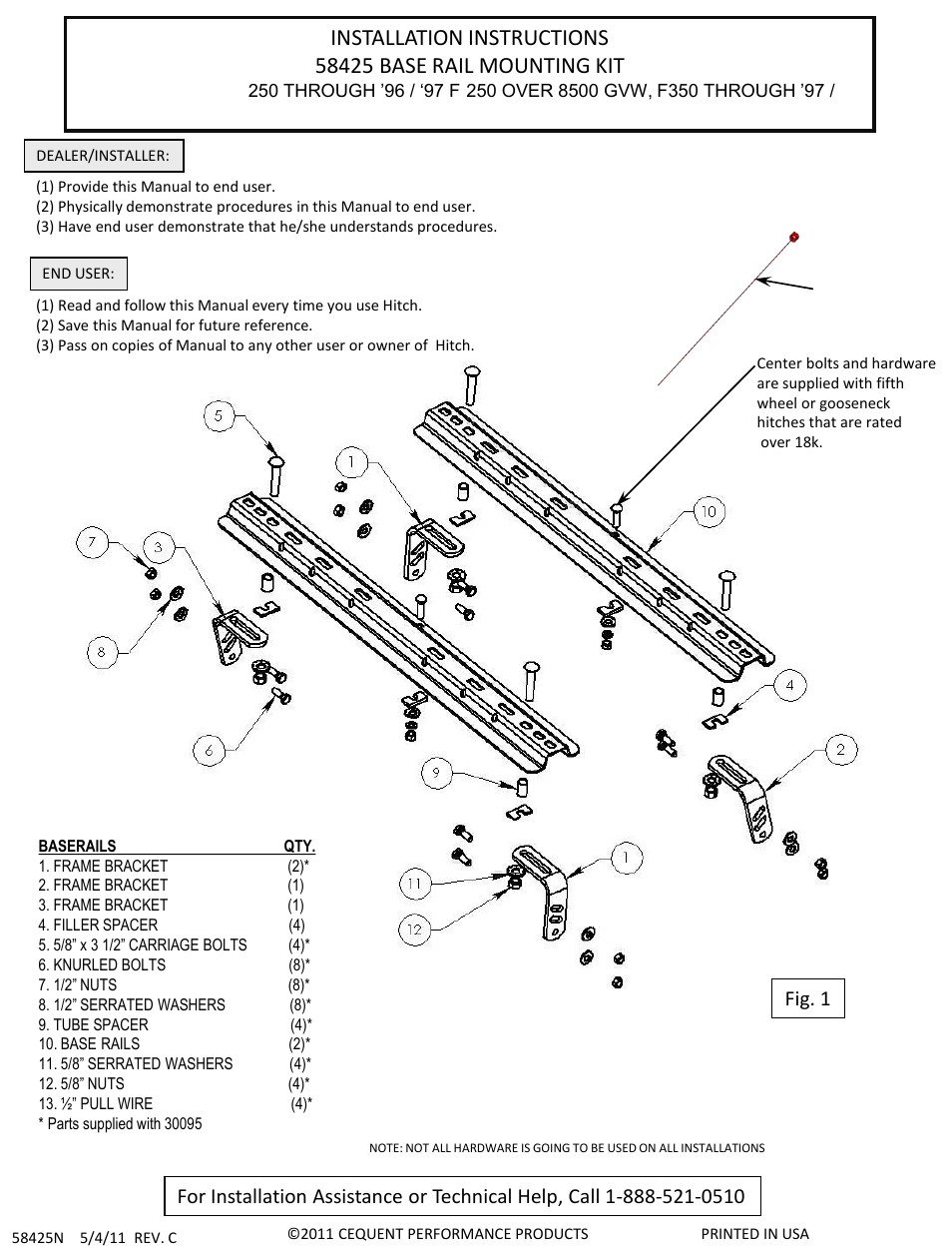 Draw-Tite 58425 ADAPTER KIT User Manual | 5 pages