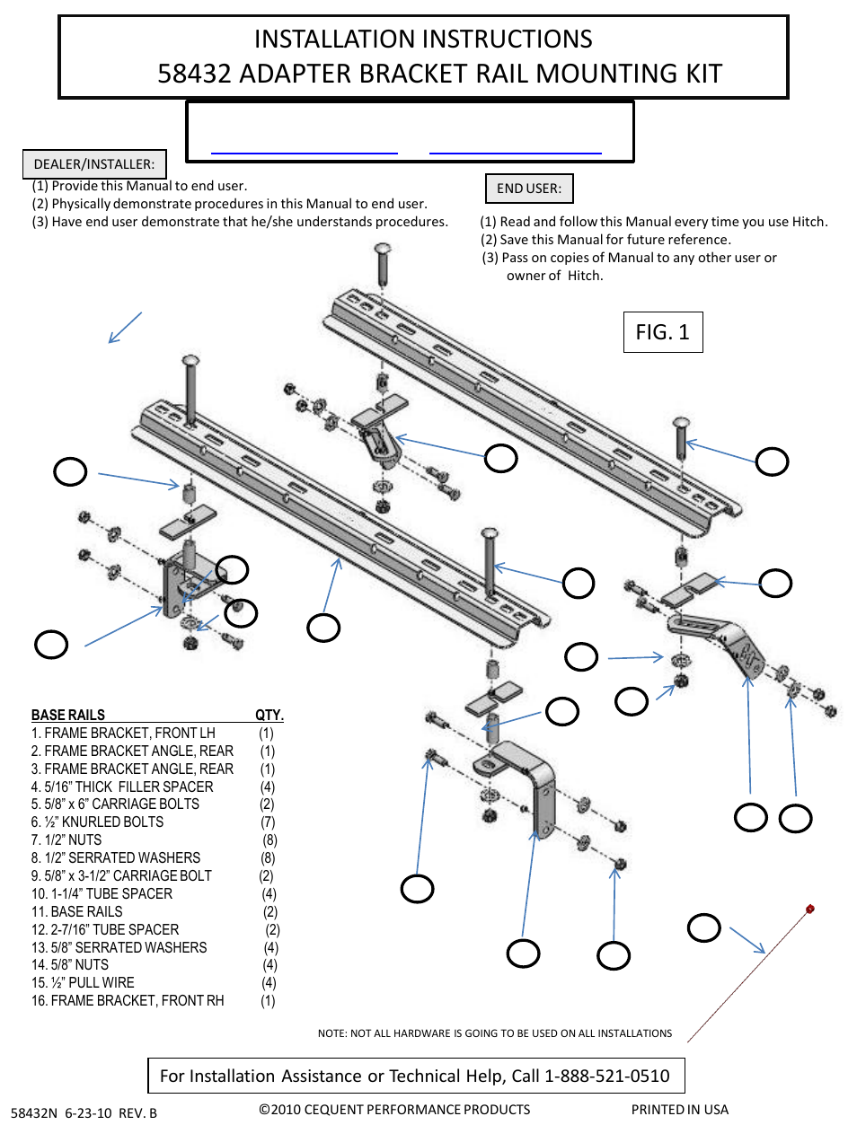 Draw-Tite 58432 ADAPTER KIT User Manual | 4 pages