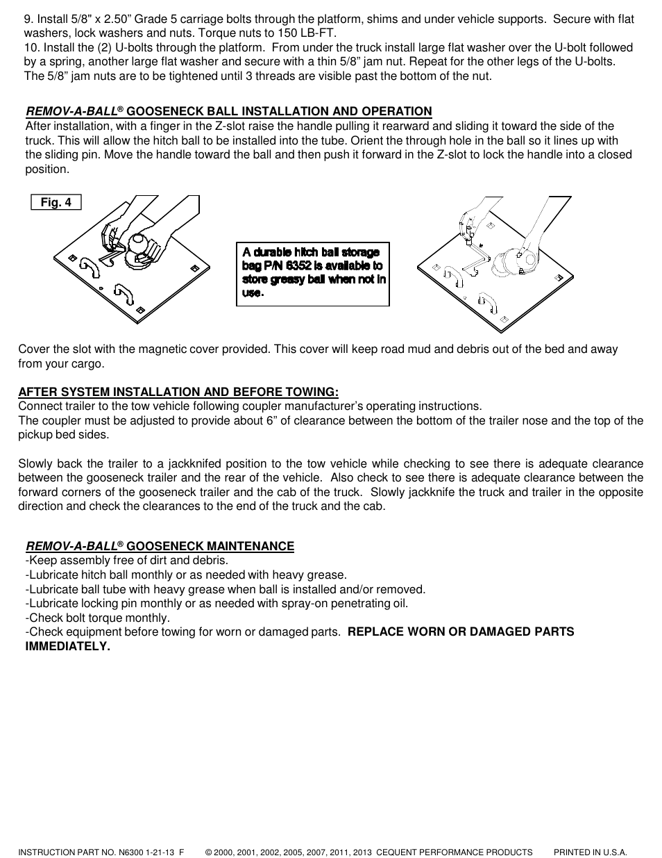 Draw-Tite 6300 REMOV-A-BALL GOOSENECK User Manual | Page 3 / 4