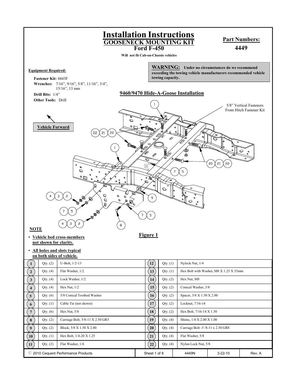 Draw-Tite 4449 GOOSENECK RAIL KIT User Manual | 8 pages