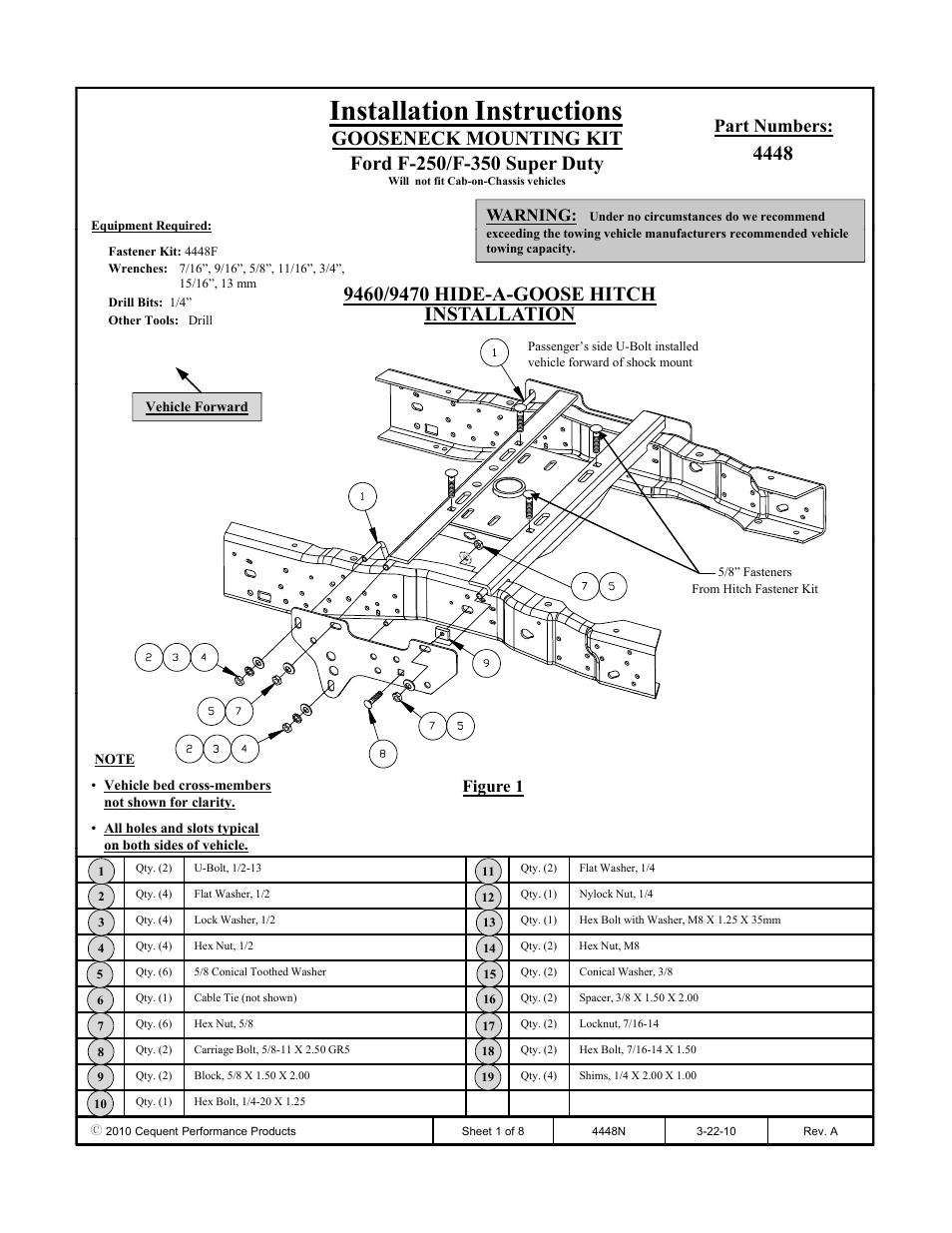 Draw-Tite 4448 GOOSENECK RAIL KIT User Manual | 8 pages