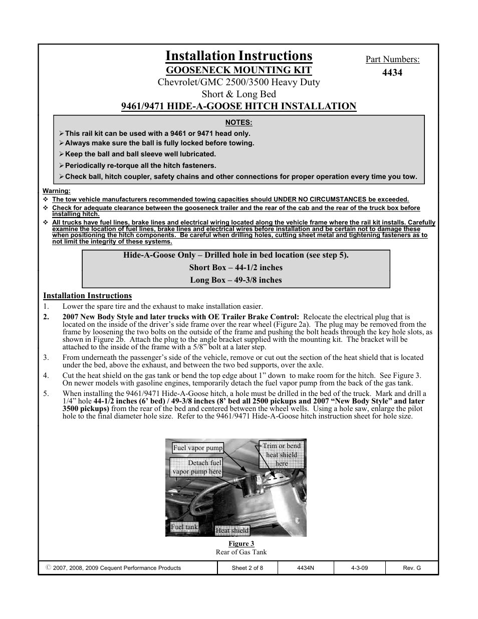 Installation instructions | Draw-Tite 4434 GOOSENECK RAIL KIT User Manual | Page 2 / 8