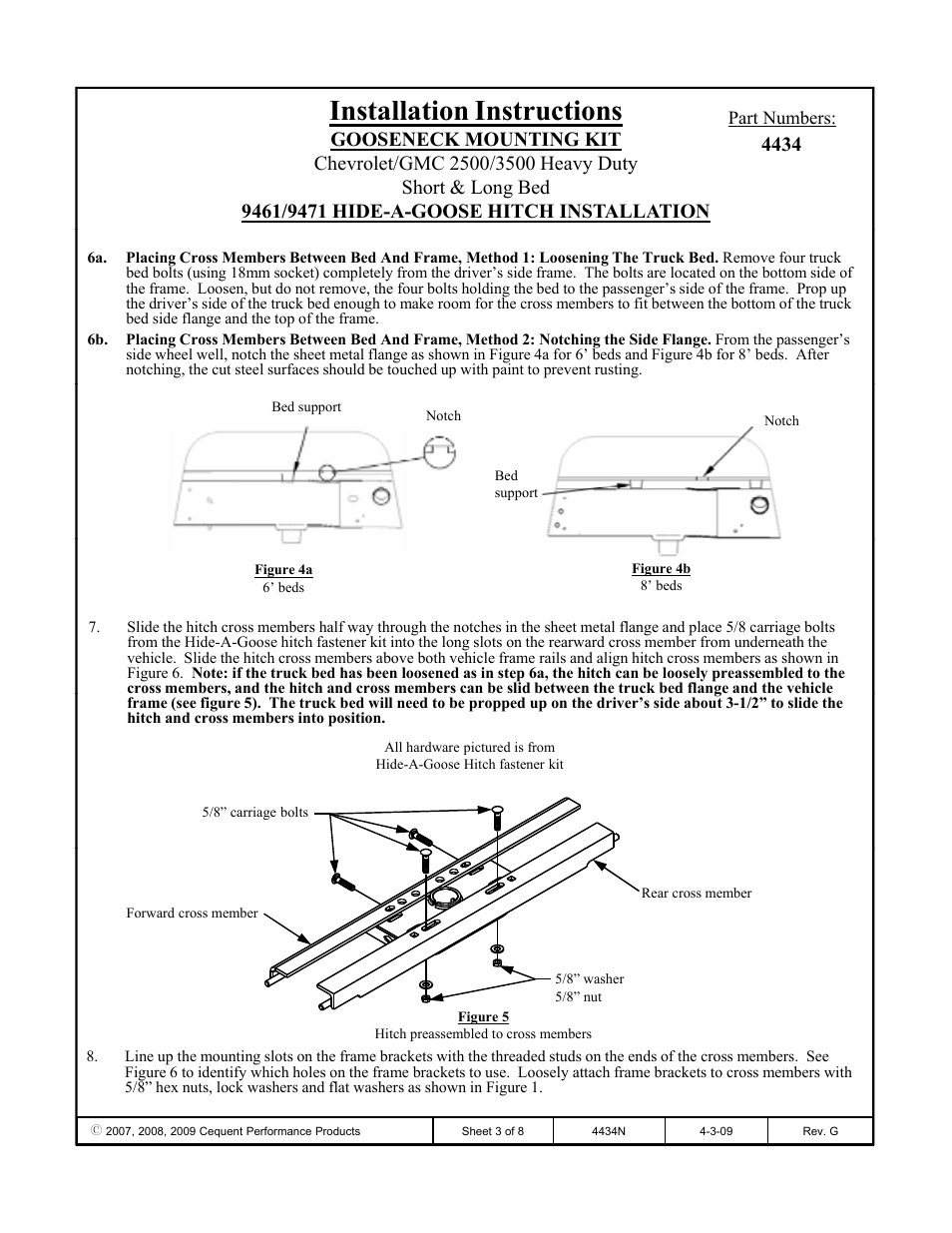 Installation instructions | Draw-Tite 4434 GOOSENECK RAIL KIT User Manual | Page 3 / 8