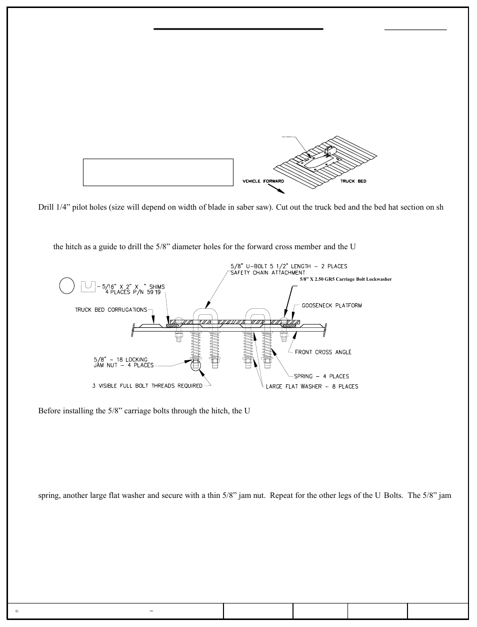 Installation, Instructions, Part numbers | Draw-Tite 4454 GOOSENECK RAIL KIT User Manual | Page 7 / 8