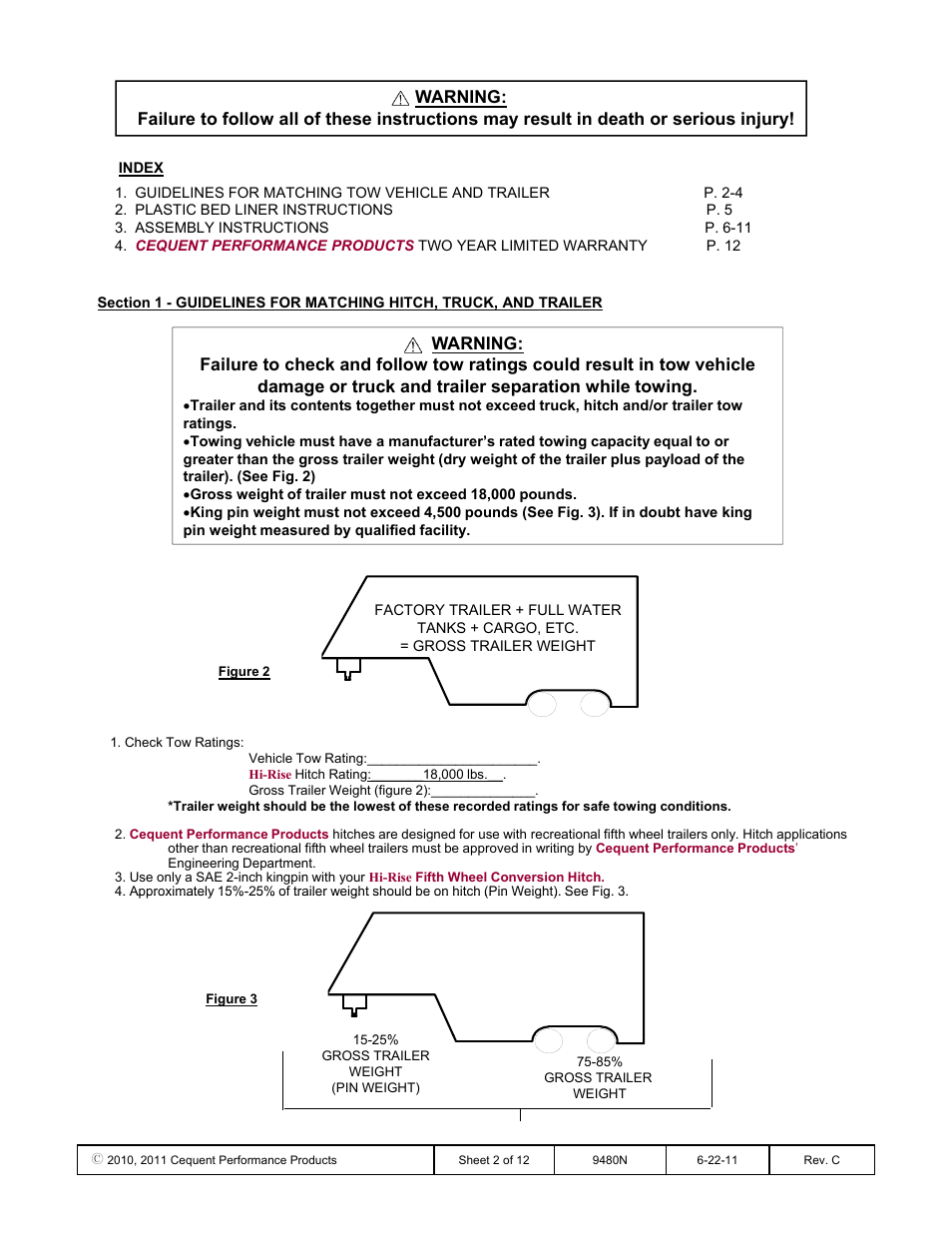 Draw-Tite 9480 HIDE-A-GOOSE FIFTH WHEEL ADAPTER User Manual | Page 2 / 12