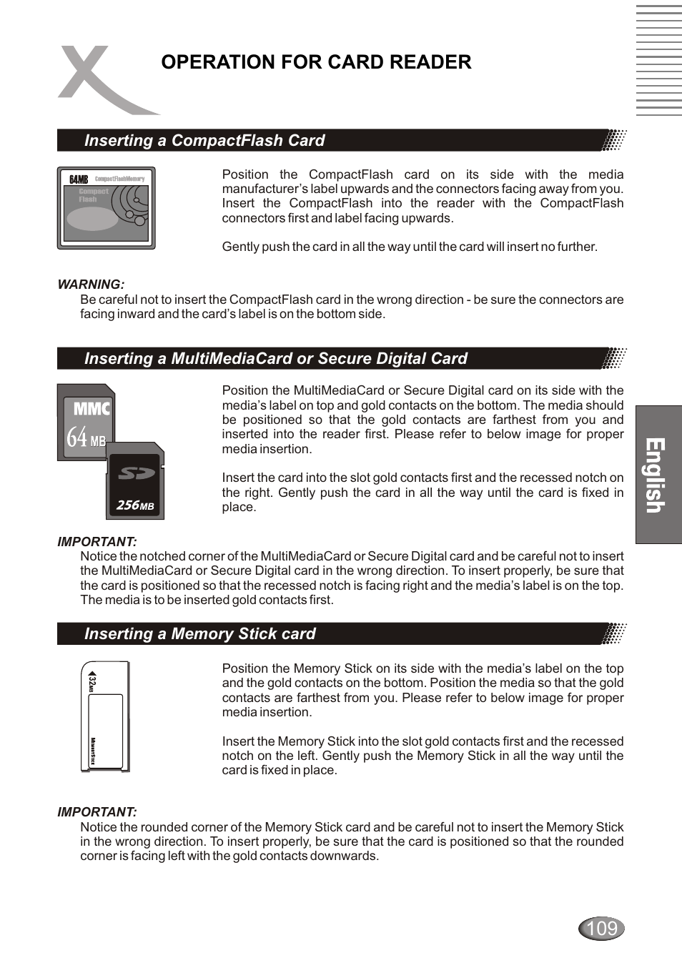 Operation for card reader | Xoro HSD 4000 User Manual | Page 109 / 124