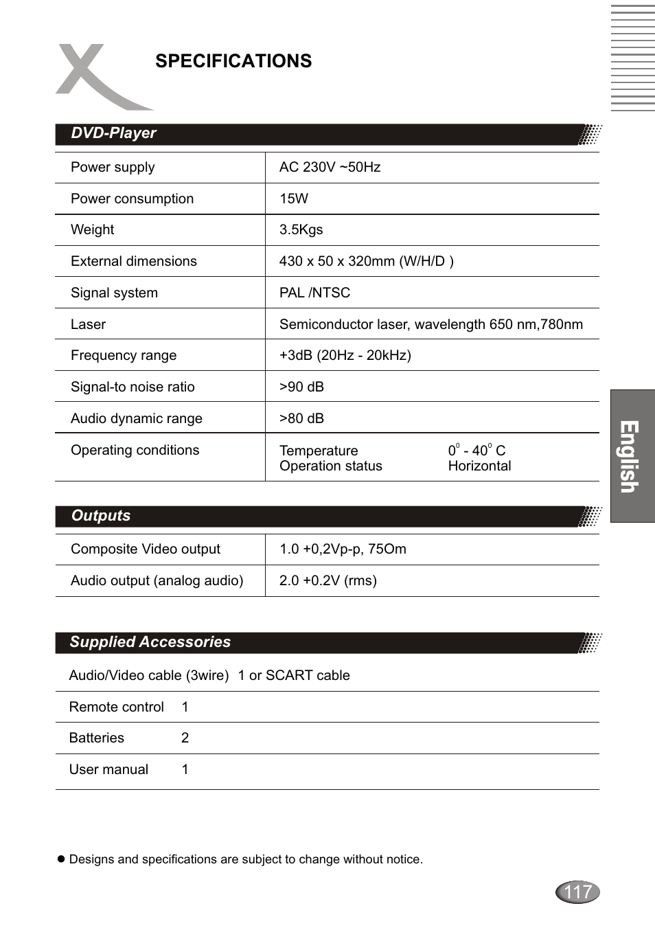 Specifications | Xoro HSD 4000 User Manual | Page 117 / 124