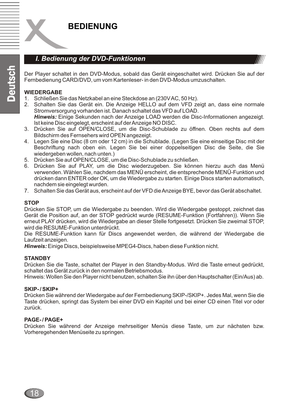Bedienung | Xoro HSD 4000 User Manual | Page 18 / 124