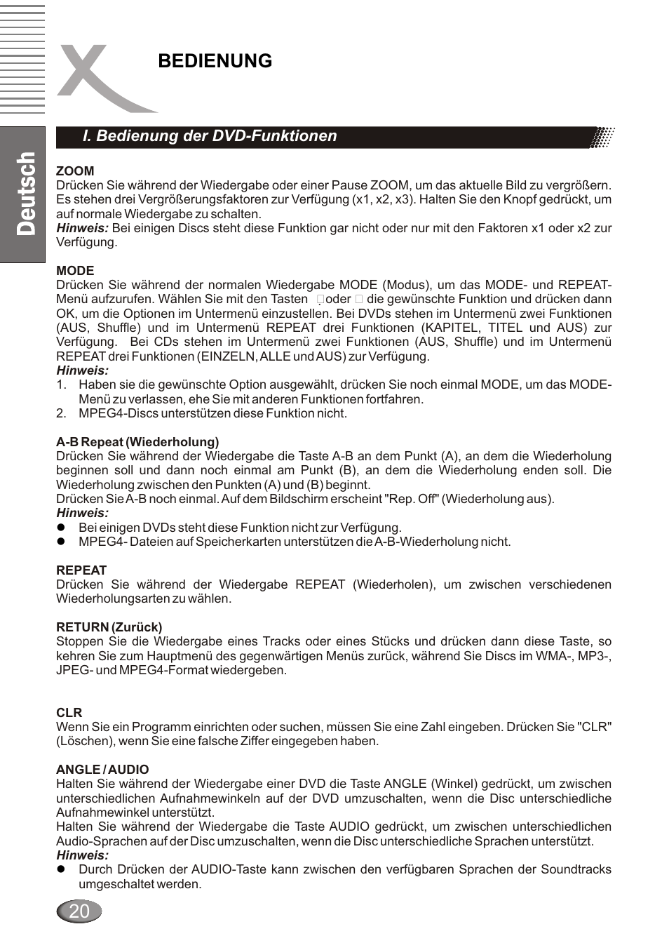 Bedienung 20 | Xoro HSD 4000 User Manual | Page 20 / 124