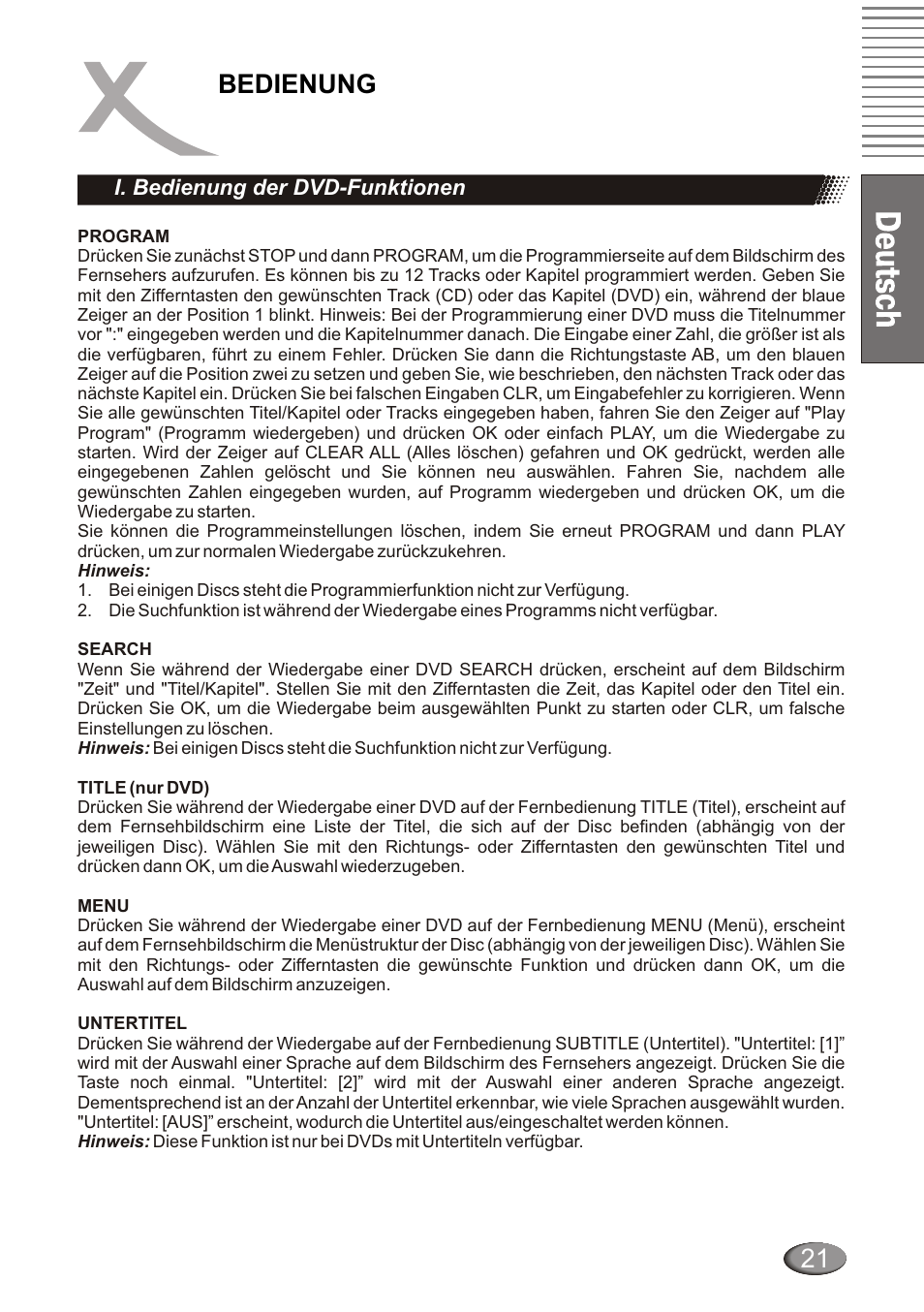 Bedienung 21 | Xoro HSD 4000 User Manual | Page 21 / 124