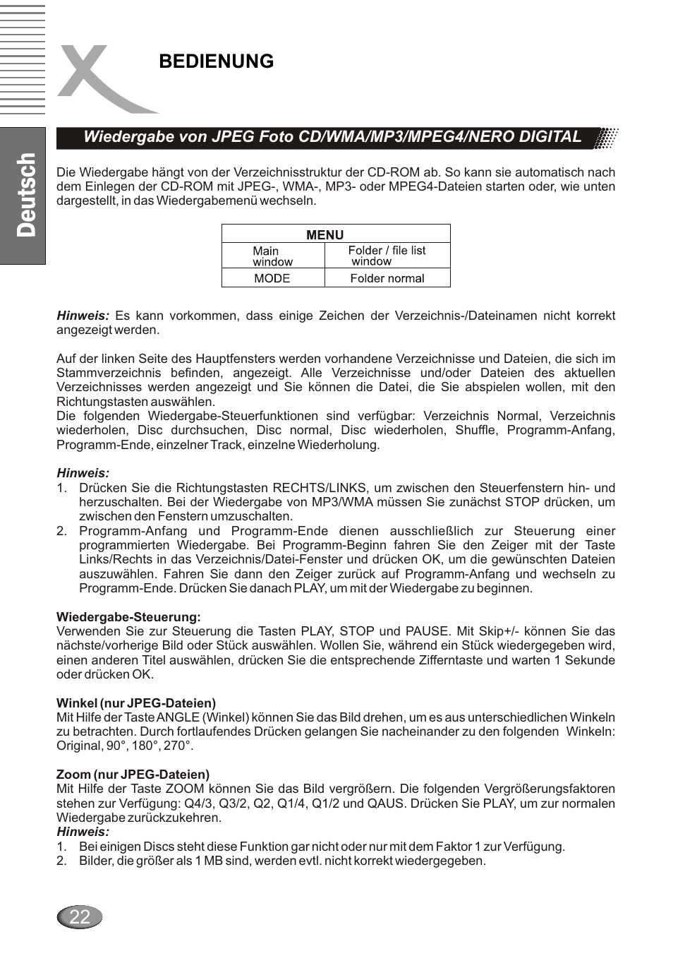 Bedienung 22 | Xoro HSD 4000 User Manual | Page 22 / 124