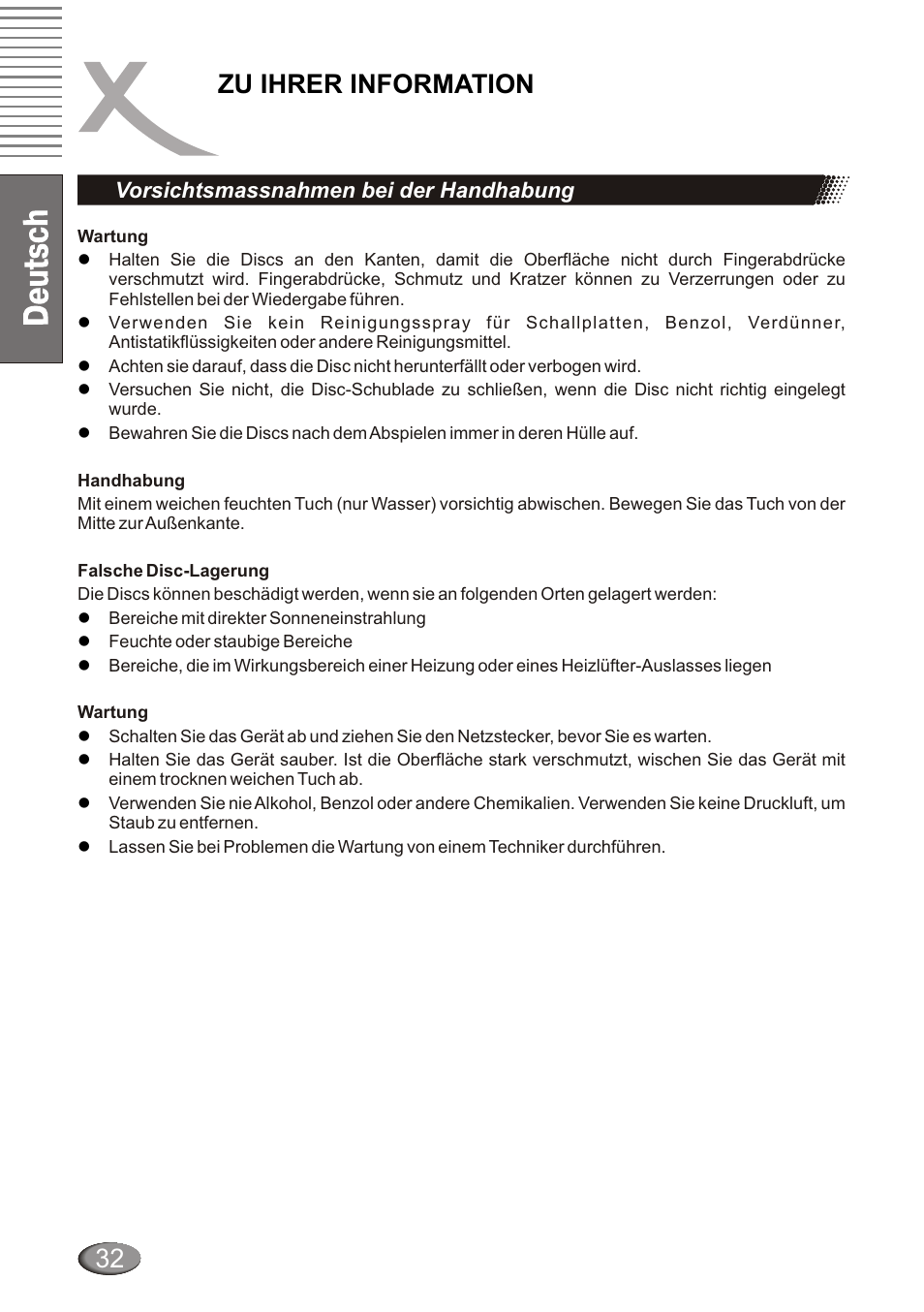 Zu ihrer information | Xoro HSD 4000 User Manual | Page 32 / 124