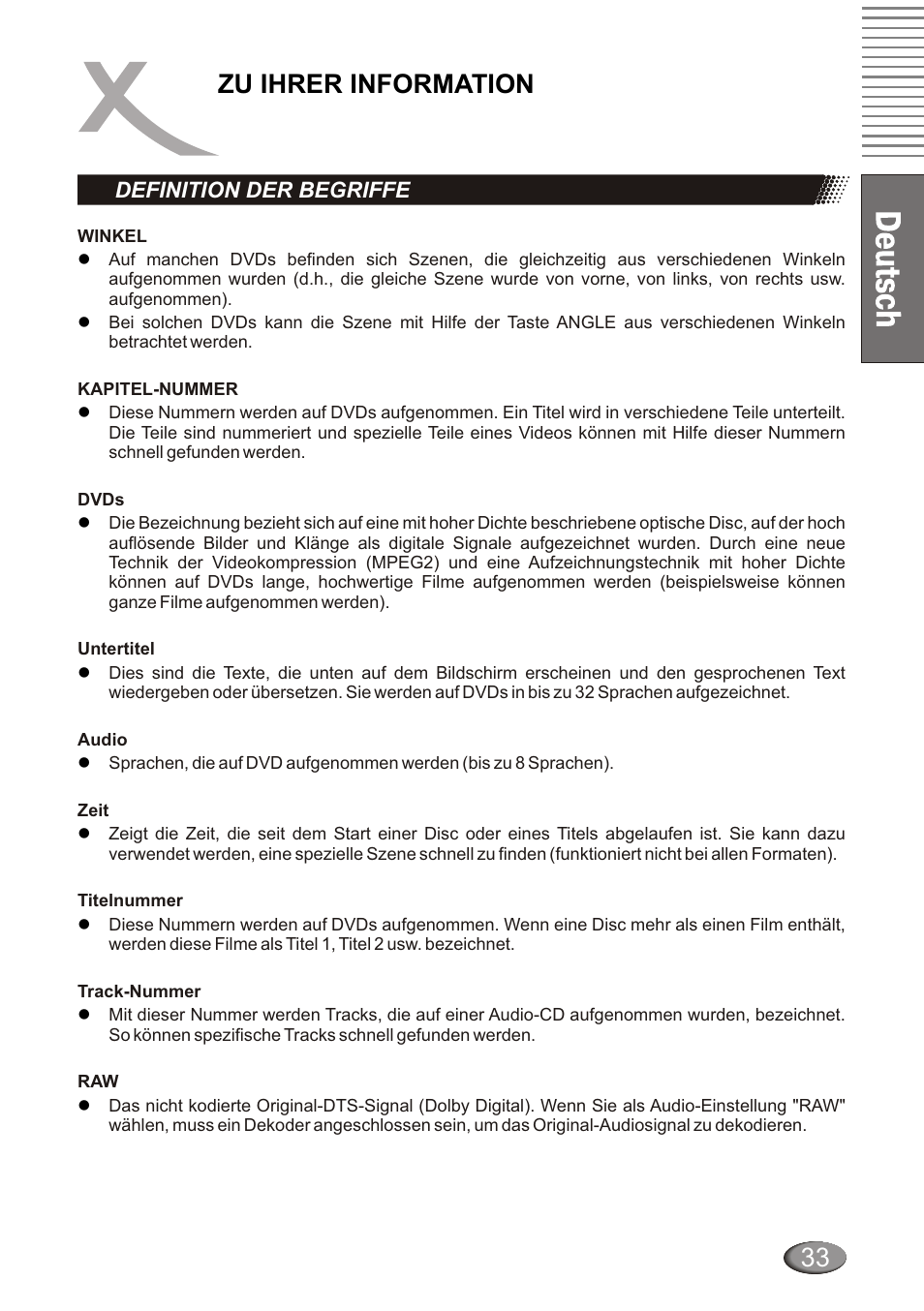 Zu ihrer information | Xoro HSD 4000 User Manual | Page 33 / 124