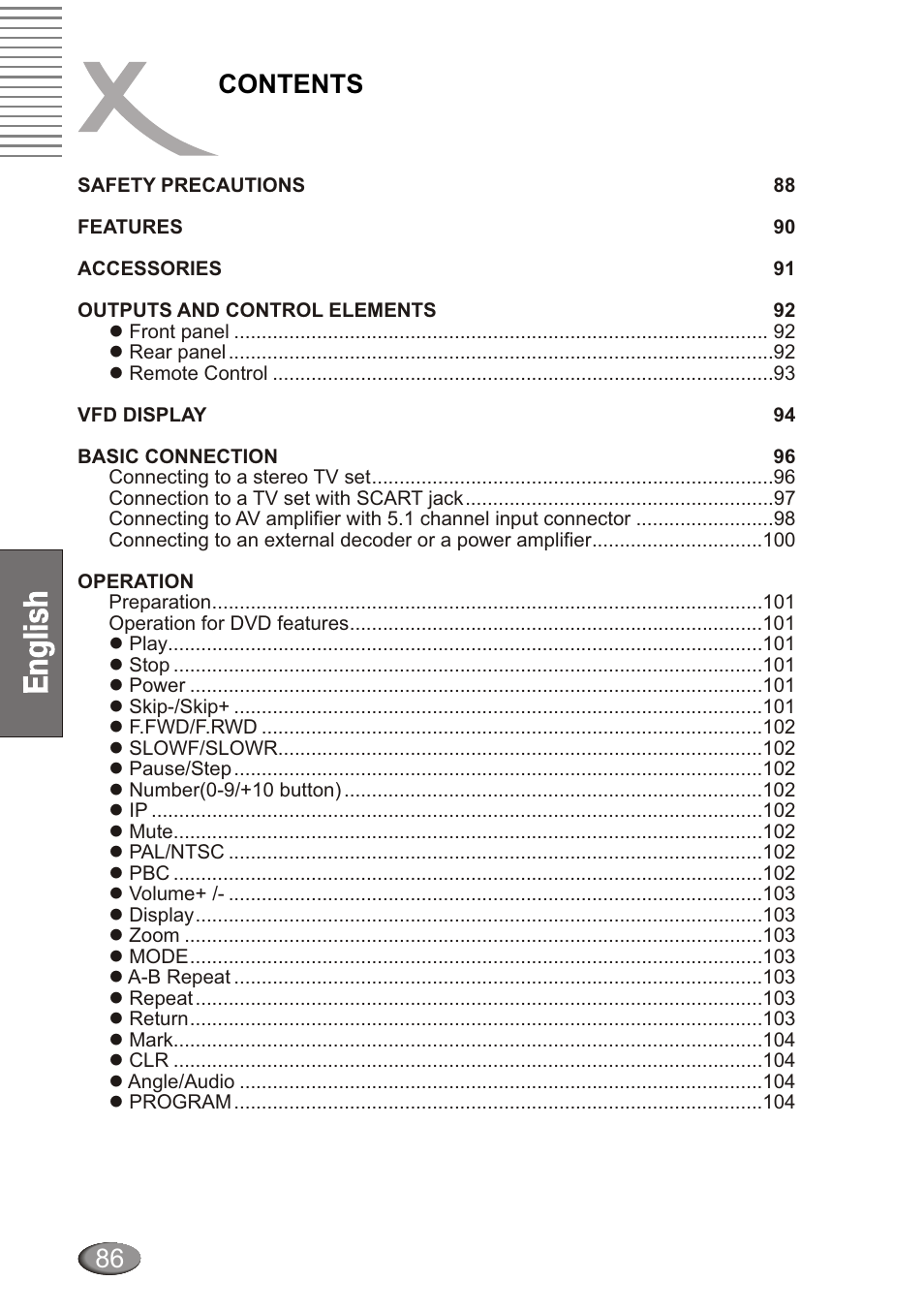 Contents 86 | Xoro HSD 4000 User Manual | Page 86 / 124