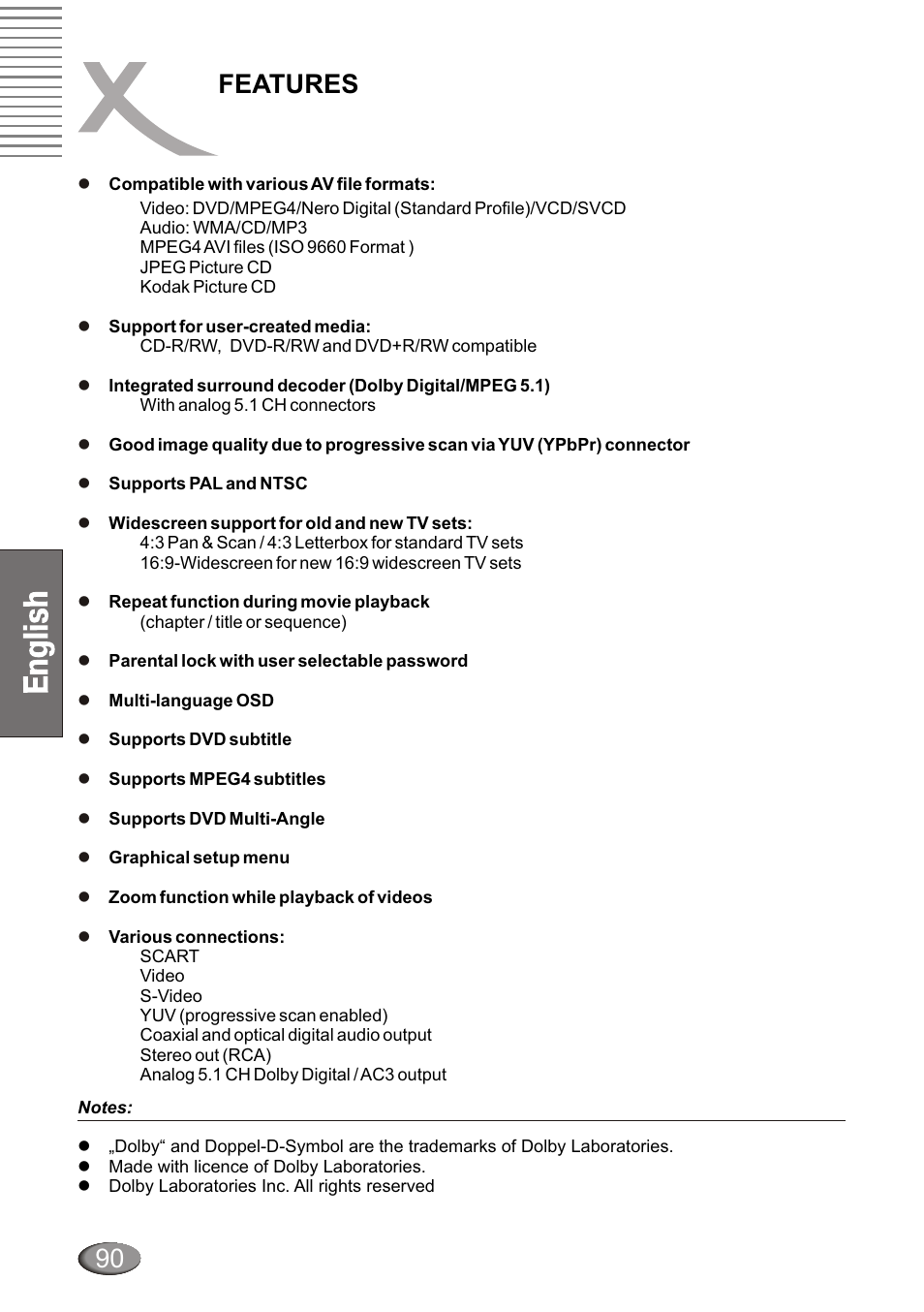 Features 90 | Xoro HSD 4000 User Manual | Page 90 / 124