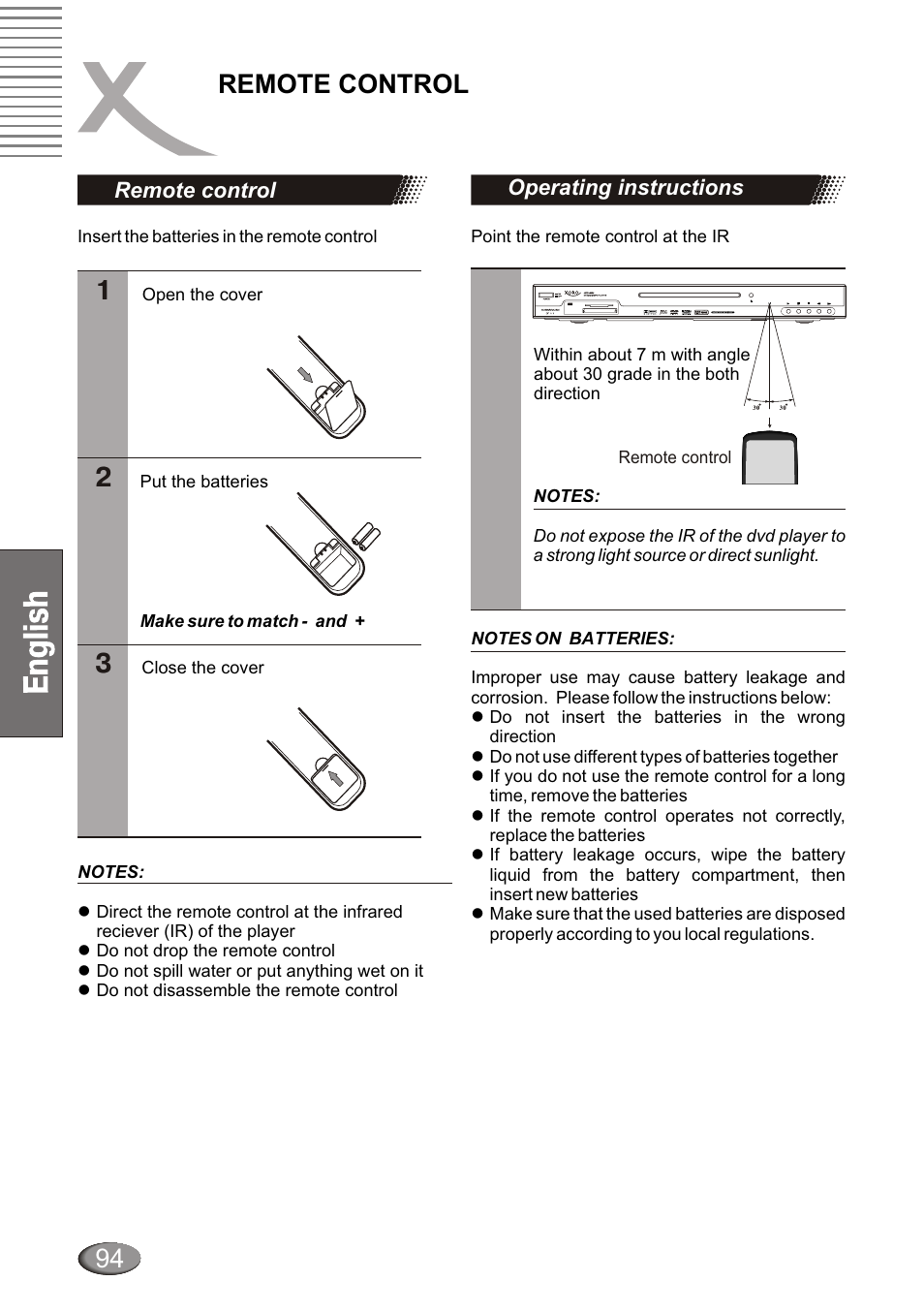 Remote control | Xoro HSD 4000 User Manual | Page 94 / 124