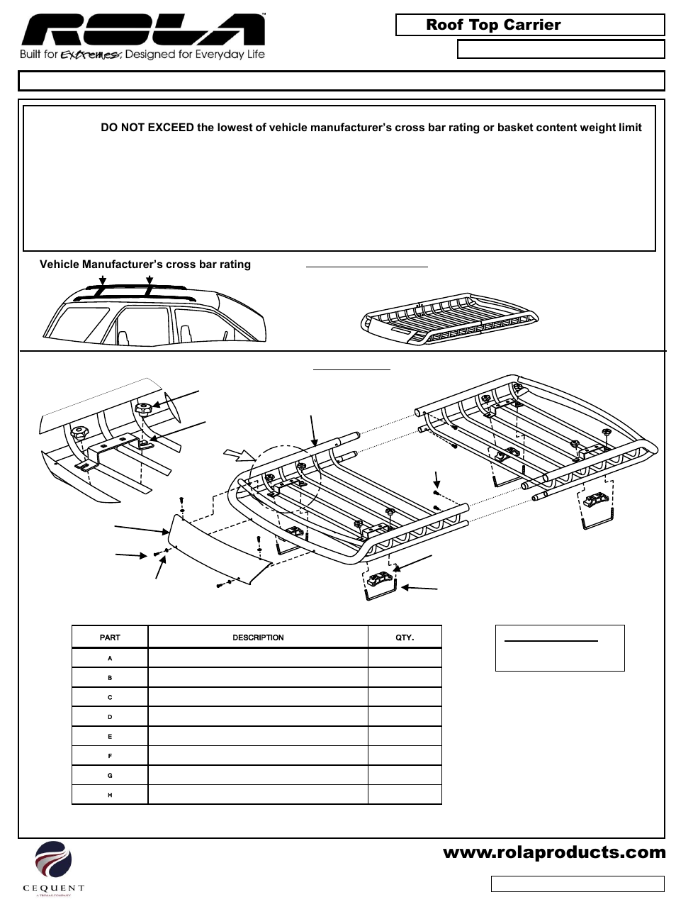 Draw-Tite 59504 ROOF TOP CARGO CARRIER User Manual | 12 pages