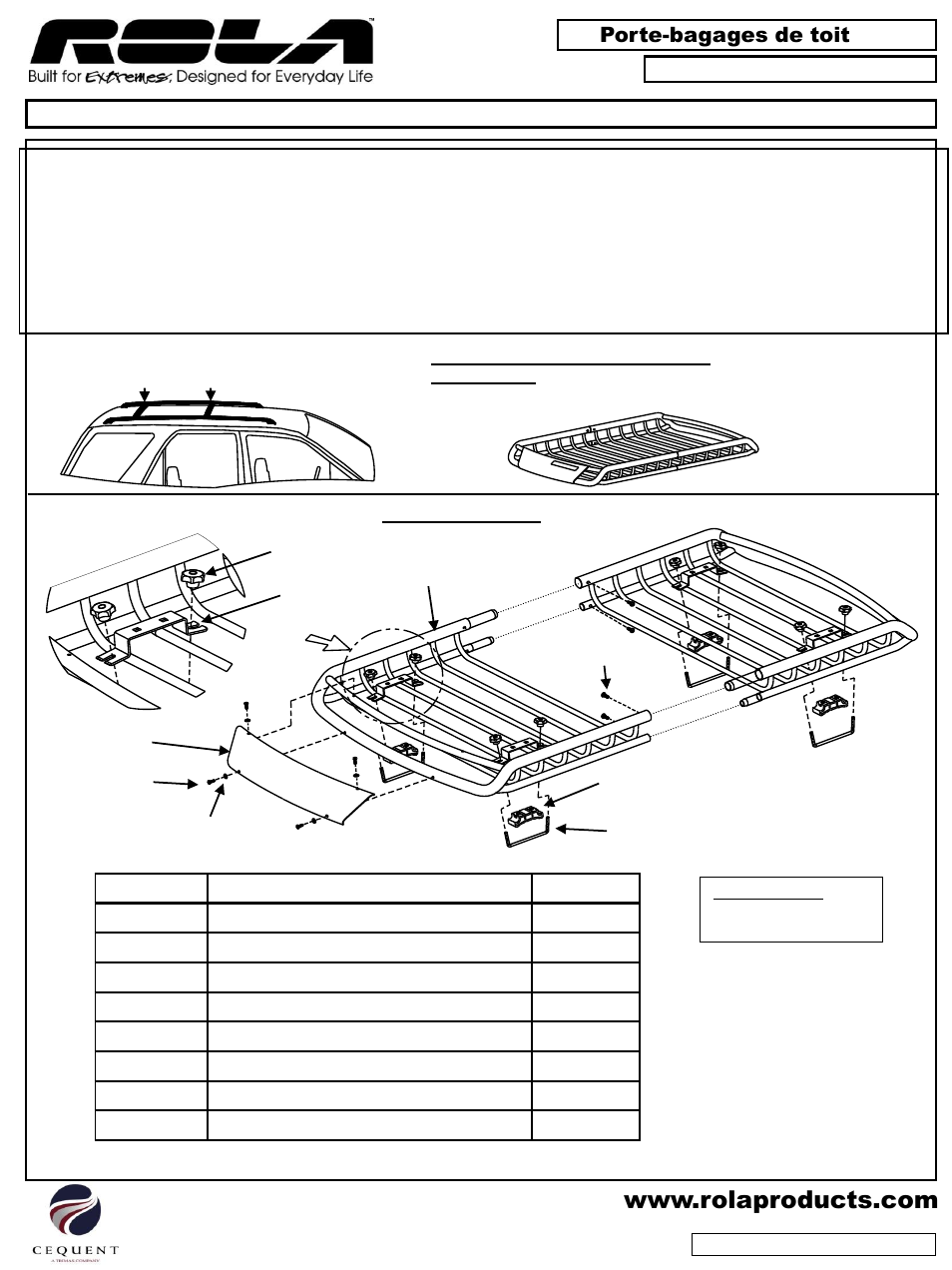 Porte-bagages de toit, H) (a) (b) (c) (d) (e) (f) (g) (g) | Draw-Tite 59504 ROOF TOP CARGO CARRIER User Manual | Page 5 / 12